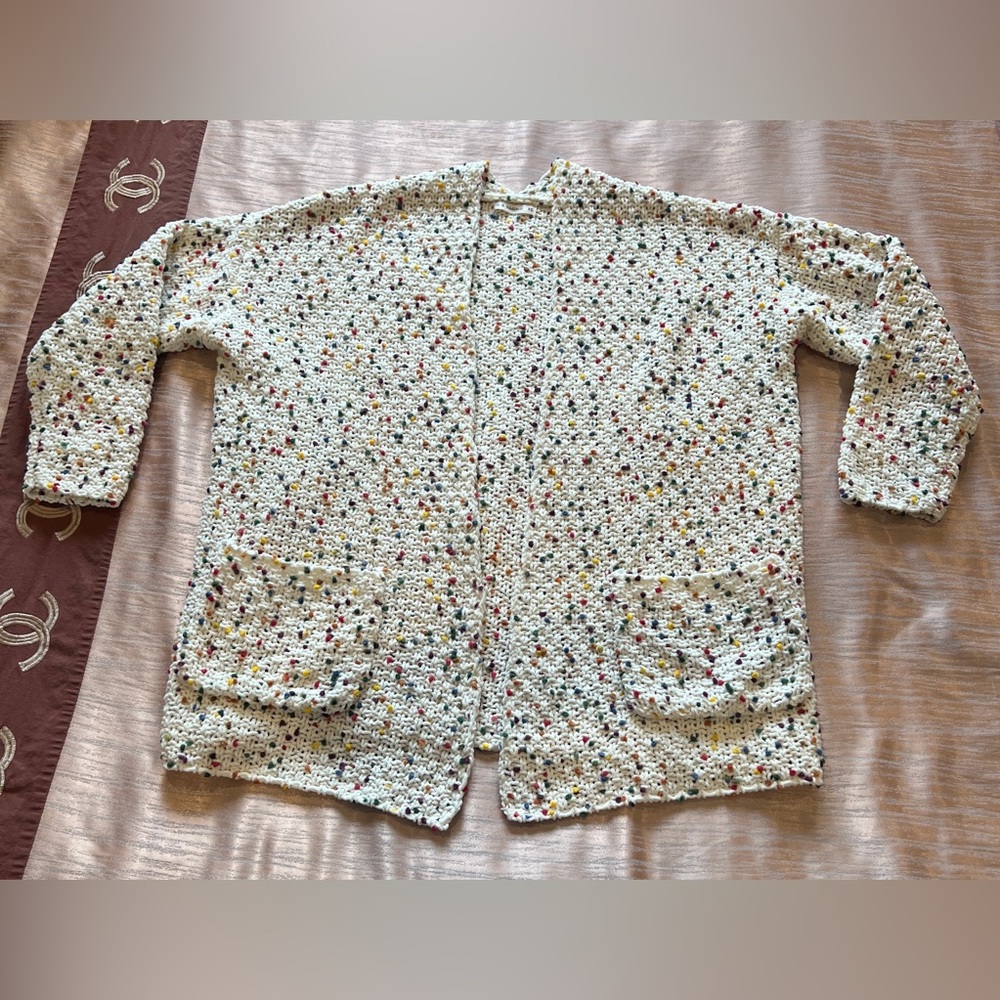 Moon & Madison rainbow polka dot knit cardigan Women XS Oversized Jacket